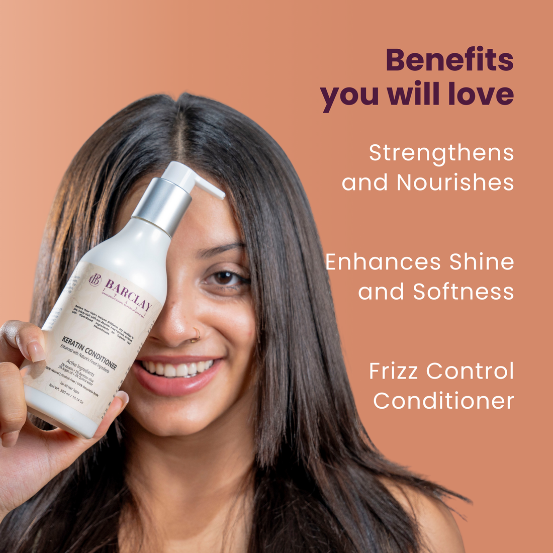 Keratin Conditioner: 2% Keratin, Argan Oil, Quinoa Water, Bamboo Silica, 100% Natural Ingredients, Sulfate-Free and Alcohol-Free, Repair Damage Hair.