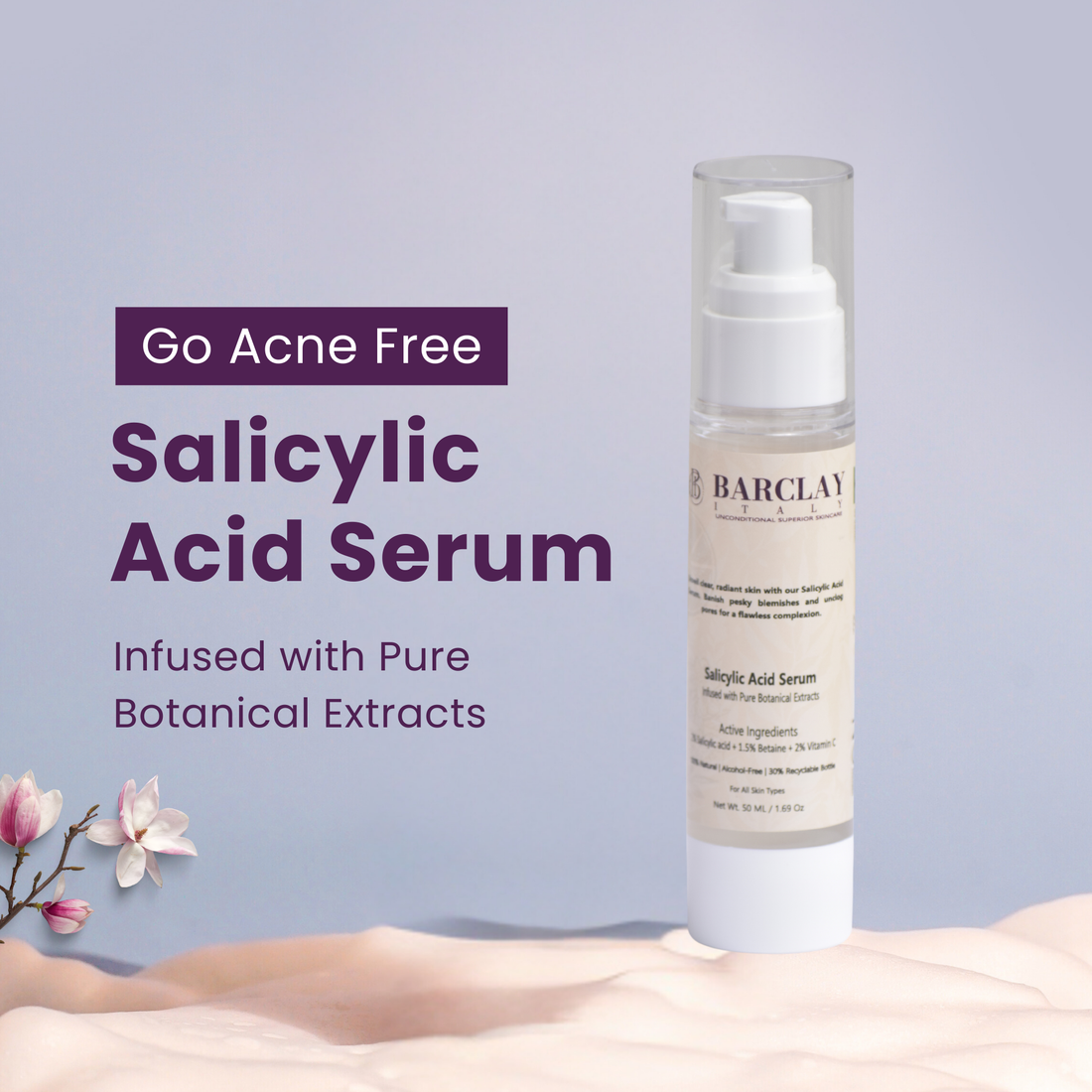 Salicylic Acid Face Serum: 2% Salicylic Acid,1.5% Betaine, 2% Vitamin C, 100% natural ingredients, alcohol-free, all skin types, Perfect for acne.