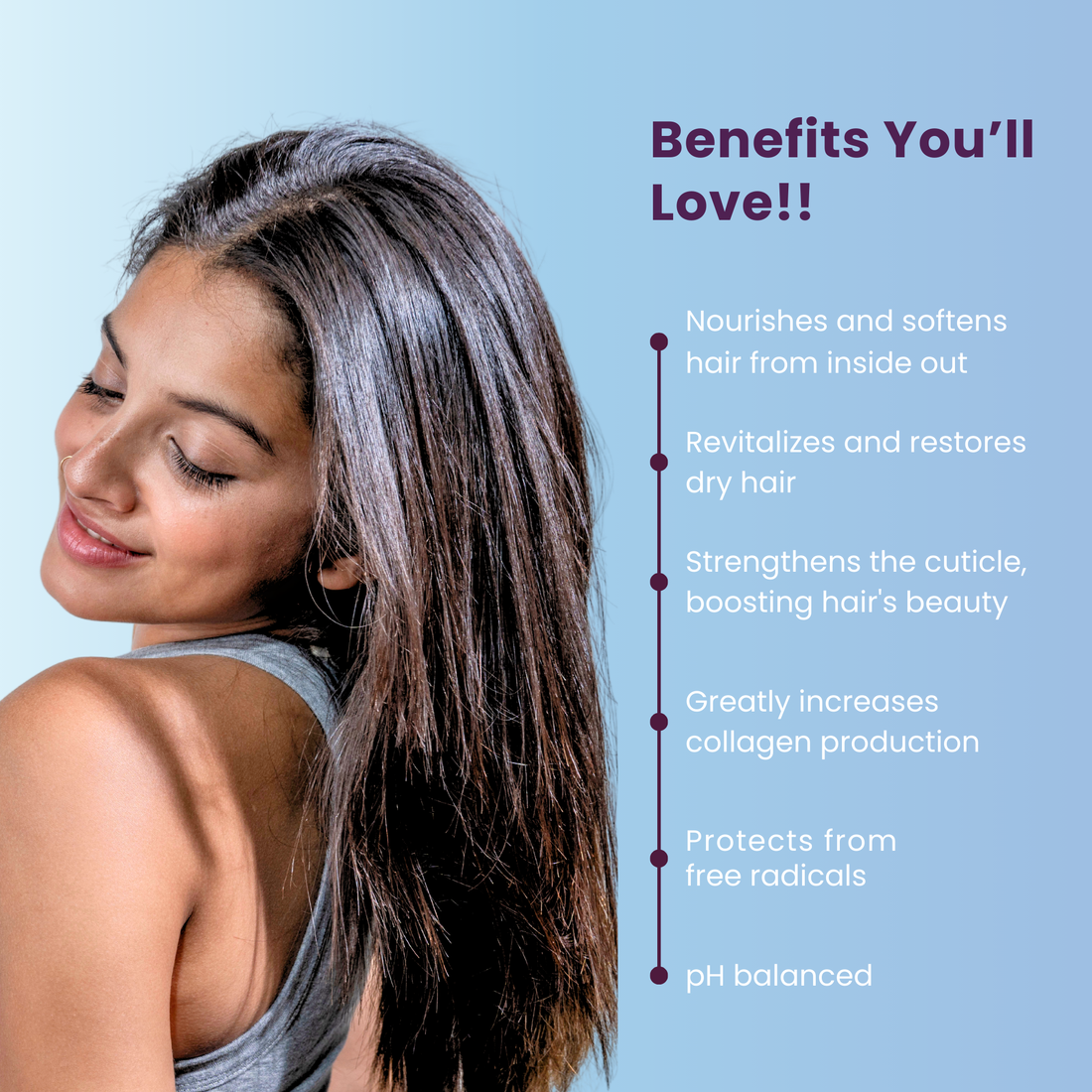 Keratin Shampoo: 2% Keratin,1% Peptides, 1% Adenosine, 100% Natural, Alcohol-Free Formula, promotes hair growth, adds bounce, and prevents breakage.